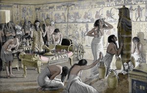 Sorgscene ved Tutankhamons begravelsestempel, Egypten, 1325 f.Kr. 1933-1934 af Unbekannt