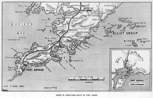Scene for operationer syd for Port Adams, Manchuriet, russisk-japanske krig, 1905 af Unbekannt