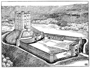 Skema af et normannisk slot baseret på Castle Hedingham, Essex, England af Unbekannt