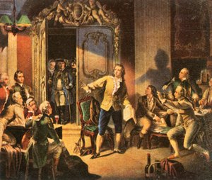 Schiller læser sit første skuespil, Die Räuber The Robbers, 1936. af Unbekannt