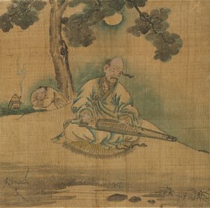 Scholar spiller en Qin, 1800-tallet. af Unbekannt