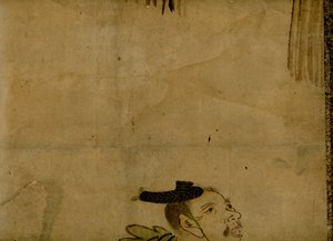 Rulmonteret maleri, der skildrer et traditionelt japansk 2-mands komediehold kendt som manzai af Unbekannt
