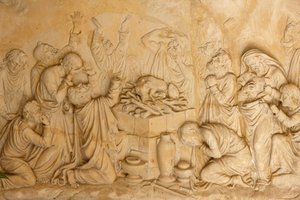 Skulptur, der forestiller præsterne fra Baal i El Muhraqa, Israel af Unbekannt