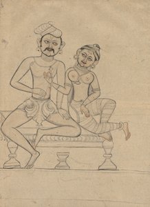 Siddende par, ca. 1800. af Unbekannt