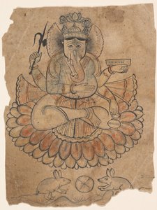 Siddende firearmede Ganesha, ca. 1775. af Unbekannt