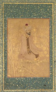 Seated Scholar, Border Fragment fra TeheranBerlin-albummet, ca. 1605-1610. af Unbekannt