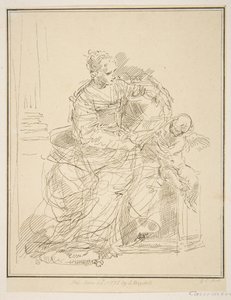 Siddende kvinde med putto, 1775. af Unbekannt