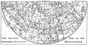 Anden del af stjernekortet på den nordlige himmelhalvkugle viser stjernebilleder, 1747 af Unbekannt