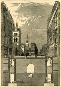 Sektion af Holborn-viadukten, viser undergrundsbanerne, c1876. af Unbekannt