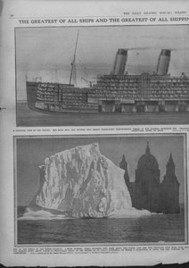 Snitdiagram af Titanic og isbjerget, 20. april 1912. af Unbekannt