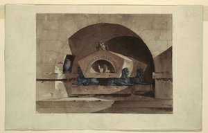 Grav i egyptisk stil med sfinxer og en ugle af Unbekannt