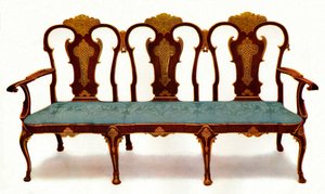 Sofa af Walnut and Gesso, 1930. af Unbekannt