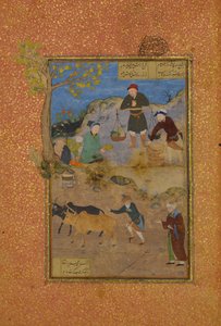Shaikh Mahneh and the Villager, Folio 49r fra a Mantiq al-tair Language of the Birds, 1487. af Unbekannt