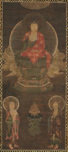 Shakyamuni Triad: Buddha Deltaget af Manjushri og Samantabhadra Buddha, slutningen af 1300-tallet. af Unbekannt