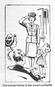 Hun kommer hjem i sin smarte uniform, 1940 af Unbekannt