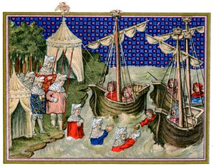 Skibe, der bringer proviant til den engelske vært, Richard IIs kampagne i Irland, 1399, 1893 af Unbekannt