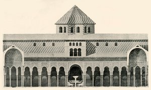 Side Elevation of the Court of the Lions and Fountain, 1800-tallet, 1907. af Unbekannt