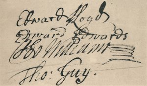 Signatur af Edward Lloyd, 1692, 1928 af Unbekannt