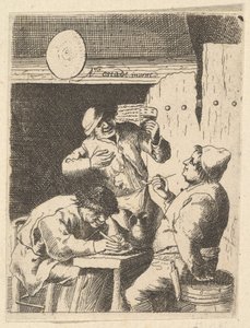 Sanger stående mellem to rygere, 1610-85. af Unbekannt