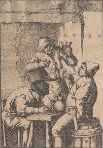 Sanger stående mellem to rygere, 1610-85. af Unbekannt