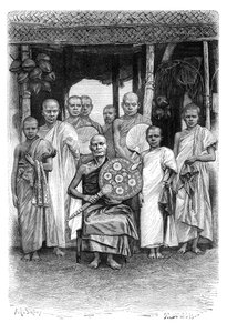 Singhalesiske buddhistiske præster, Sri Lanka, 1895 af Unbekannt