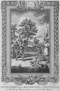 Enkeltkamp mellem kong Edmund II og Knud den Store på Isle of Abney, 1787 af Unbekannt