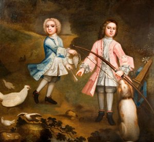 Sir Lister og Sir Charles Holte som drenge, 1750. af Unbekannt