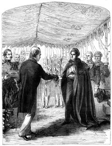 Sir Walter Scott præsenterer St Andrews kors til kong George IV, 1822 af Unbekannt