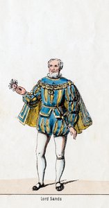 Sir William Sands, kostumedesign til Shakespeares skuespil, Henry VIII, 1800-tallet af Unbekannt