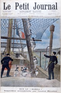 Seks måneders inspektion af admiral Roustan om bord på Borda, 1902 af Unbekannt