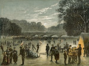 Skøjteløb på Serpentine i Hyde Park, London, c1850 af Unbekannt