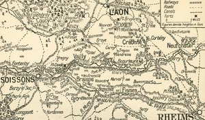 Skitsekort over Aisnedalen over Soissons, 1914, c1920. af Unbekannt