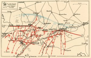 Skitse af de øverste operationer nær Mons og Charleroi, c1914, c1920. af Unbekannt