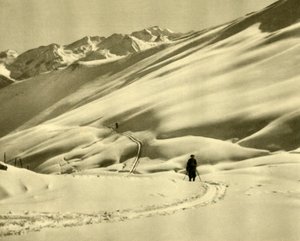 Skiløb ved Upper Schlossalm, nær Bad Hofgastein, Østrig, c1935. af Unbekannt