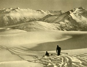 Skiløb på Gerlos-plateauet, Østrig, c1935. af Unbekannt