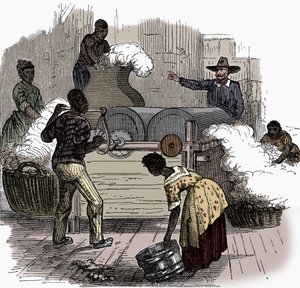 Slavearbejde på en bomuldsplantage i de sydlige stater i Amerika, 1860 af Unbekannt