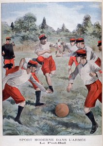 Soldater fra den franske hær spiller fodbold, 1902 af Unbekannt