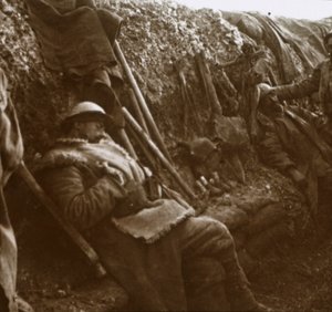 Soldater hviler i skyttegrave, c1914-c1918 af Unbekannt