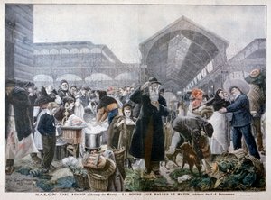 Suppestand på Les Halles-markedet om morgenen, 1897 af Unbekannt