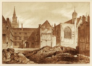 Sydøst udsigt over Guildhall Chapel og Blackwell Hall, City of London, 1886 af Unbekannt