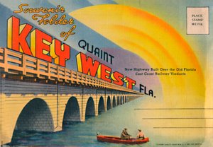 Souvenirmappe fra Quaint Key West Fla. - New Highway, c1940