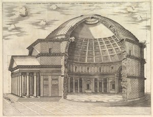 Pantheon, brudt væk for at vise interiøret, 1553 af Unbekannt