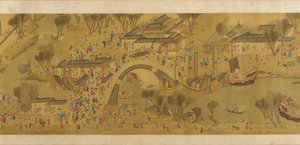 Forårsfest ved floden, Qing-dynastiet, 1700-tallet. af Unbekannt