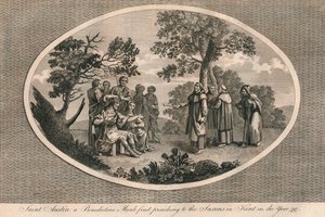 St Augustine, en benediktinermunk, prædikede første gang for sakserne i Kent, 597 1793 af Unbekannt