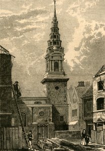 St. Brides Church, Fleet Street, 1824, 1897. af Unbekannt