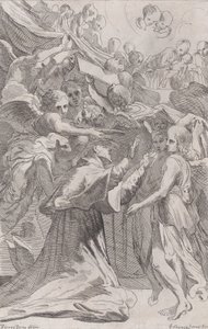 Sankt Carlo Borromeo omgivet af engle, 1650-70. af Unbekannt