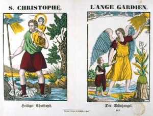 Sankt Christopher og en skytsengel, 1800-tallet af Unbekannt