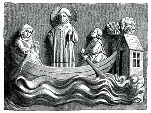 Sankt Julian og Sankt Basilissa, hans kone, formidler Kristus i deres båd, 13. århundrede 1870 af Unbekannt