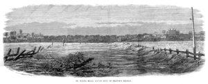 St Kilda Road, sydsiden af Princes Bridge - Oversvømmelser ved Melbourne, Australien, 1864 af Unbekannt