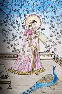 Farvet glas i Iskcon-templet, Londres, Grande-Bretagne af Unbekannt